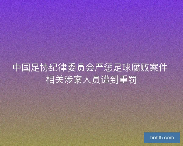 中国足协纪律委员会严惩足球腐败案件 相关涉案人员遭到重罚